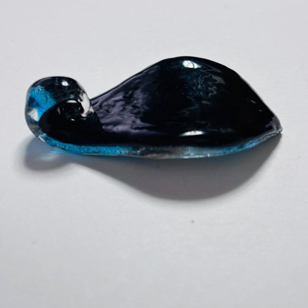 Hand Blown Art Glass Pendant Set Teardrop & Donut Blue - Picture 7 of 8